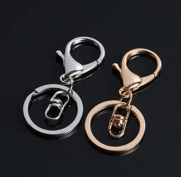 

500pcs 30mm 2colors Key Chains Key Rings Round gold silver color Lobster Clasp Keychain Gifts SN867