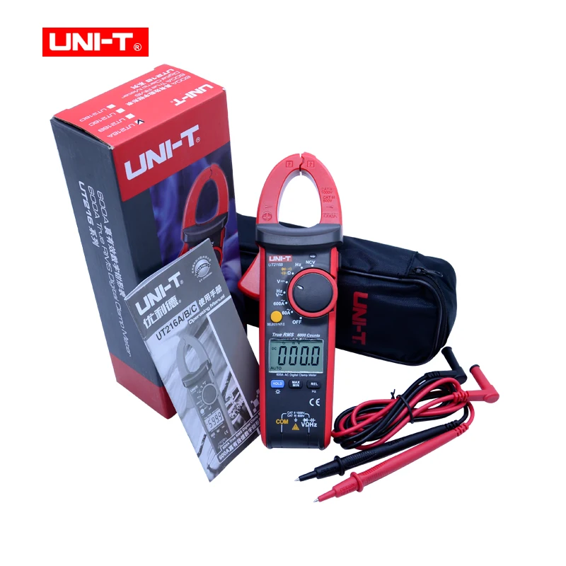 UNI-T UT216 Series True RMS Digital Clamp Meters 6000 Count Display 600A MAX/MIN/Relative Modes Non-contact AC Voltage Testing