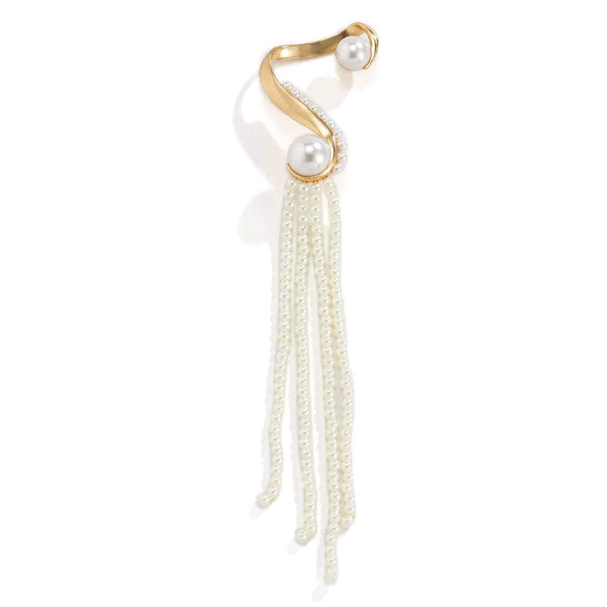 DIEZI One Piece Korean Long Tassel Earrings Girls No ear Piercing Full Pearl Big Clip Earrings For Women Gift Jewelry Ear Cuff