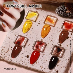 Vendeeni Tortoiseshell Glass Gel Nail Polish Semi Permanent UV Gel Nail Polish Soak Off Milk Tea Caramel Gel Amber Varnishes