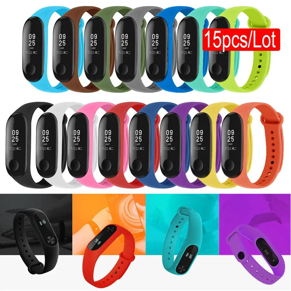 Gosear 15 pcs xiao mi mi band 3 4 correa mi band 3 4 교체 용 손목 밴드 시계 스트랩 밴드 시계 밴드 스마트 팔찌 팔찌