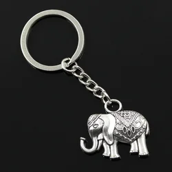 New Fashion Men 30mm Car Keychain DIY Metal Holder Chain Vintage Elephant 28x31mm Silver Color Pendant Gift
