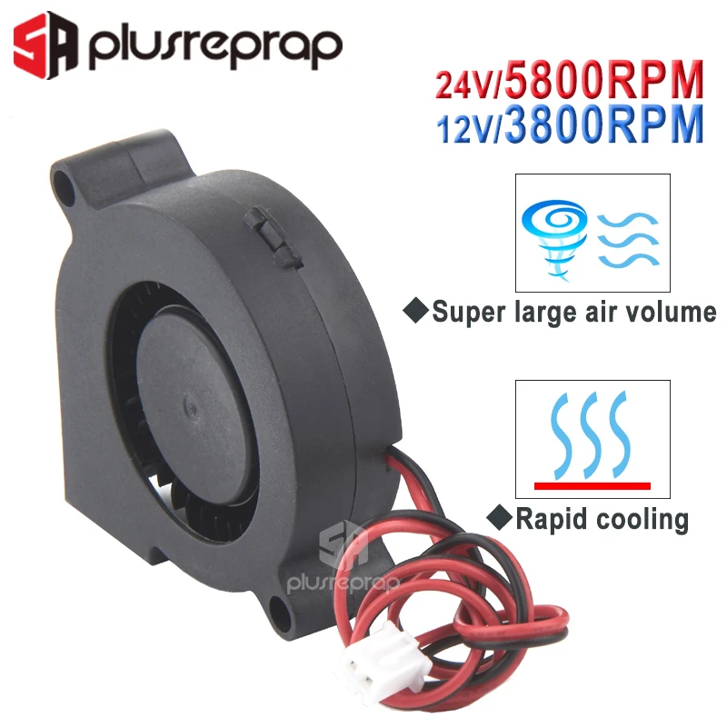 5015/4010/3010/5010/6010/8010 12V 24V Cooling Turbo Fan Brushless DC Cooler Blower 2-Wire Black Plastic Fan For 3D Printer 4