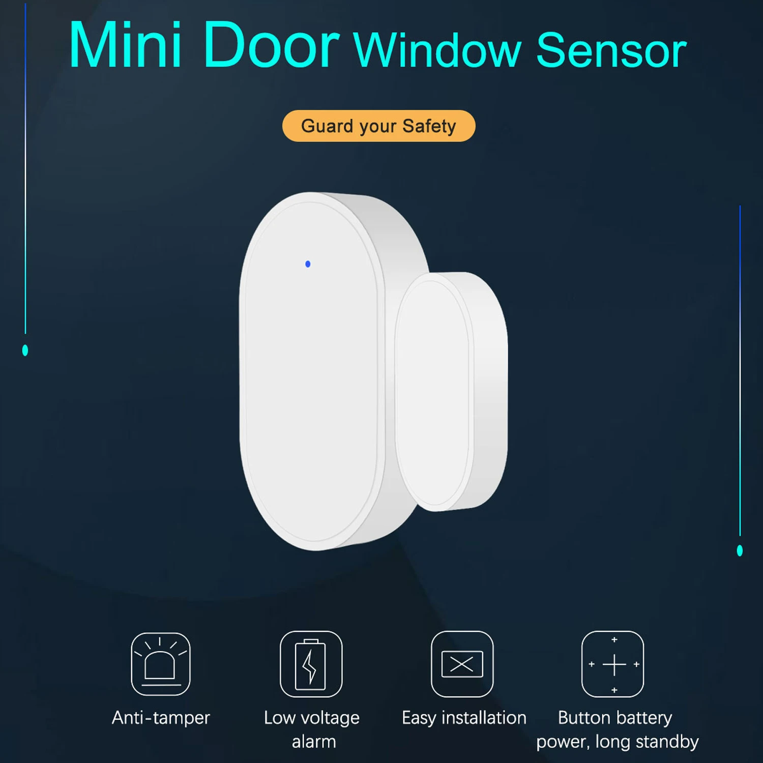 Wireless Door Sensor 433MHz Mini Door Window Open Closed Detector Two-Way Detection For Our Home Burglar Security Alarm System