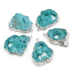 Natural Druzys Stone Pendant Charms Irregural Shape Agates Stone Pendant for DIY Jewelry Necklace Bracelets Making 20-30mm