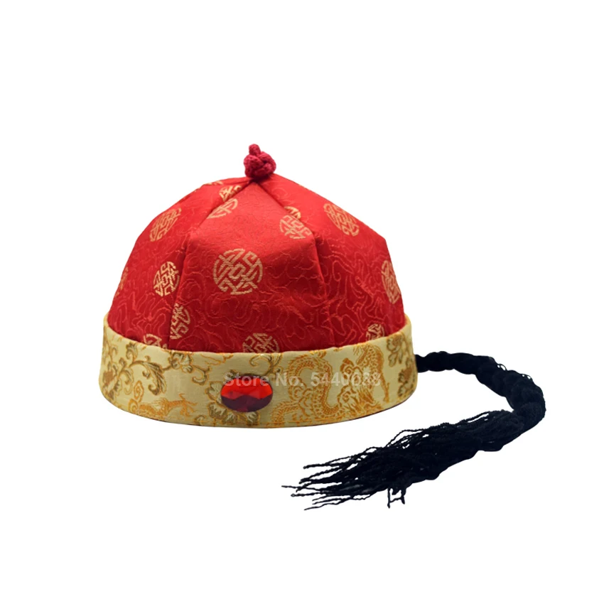 Qing Dynasty Ancient Chinese Hat Adult Kids Traditional Tang Suit Accessories Emperor Bridegroom Soft Cap New Year Gift