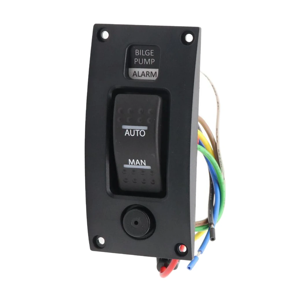 Marine Boat 12V Three-Way Rocker Panel Bilge Pump Switch with Alarm Waterproof - Auto/Off/Man