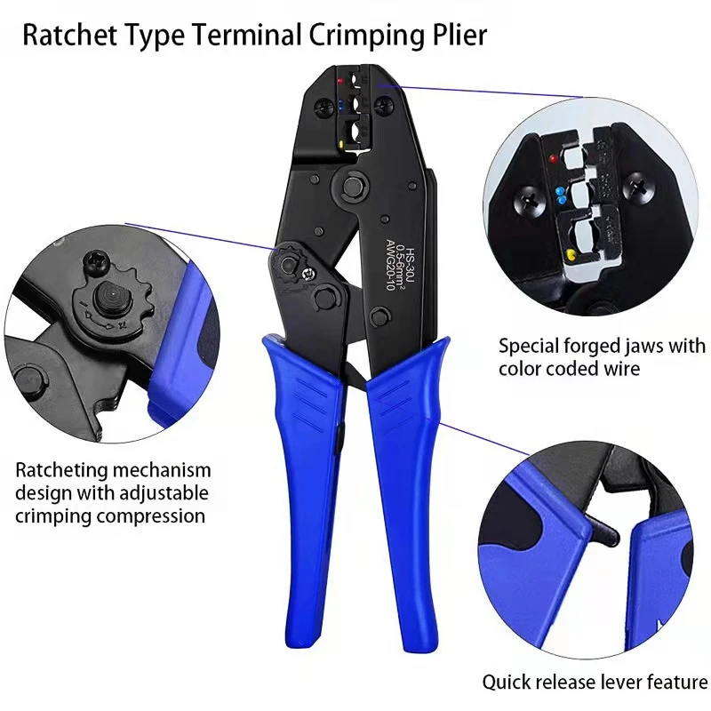 HTOC Wire Terminals Crimper Kit Insulated Wire Terminals Connectors Ratcheting Crimper Tool 22-10AWG Wire Stripper