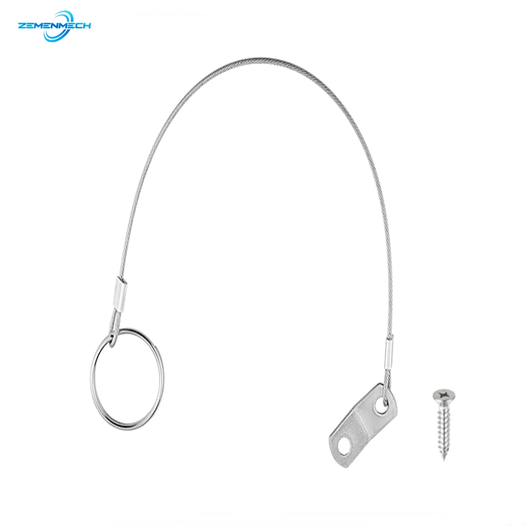 316 Stainless Steel Lanyard Cable Safety Tether Wire for Loss Prevention 1 Loop With Quick Release Ring & Rubber Coating Marine