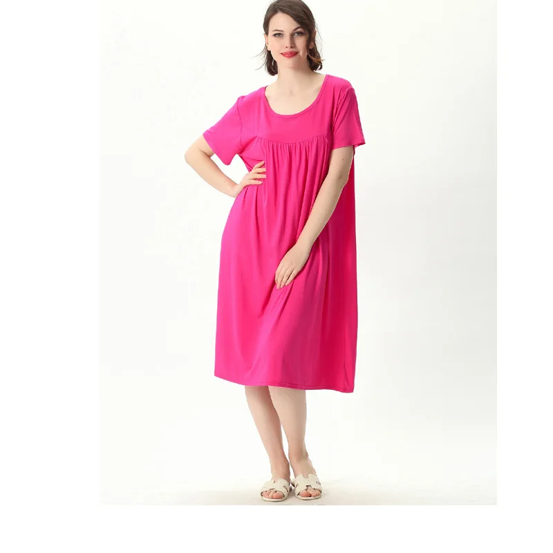 

Women's Nightdresses Summer New Rose Red Fat High Quality Loose Soft Absorbent Cotton Home Skirt Camison Mujer