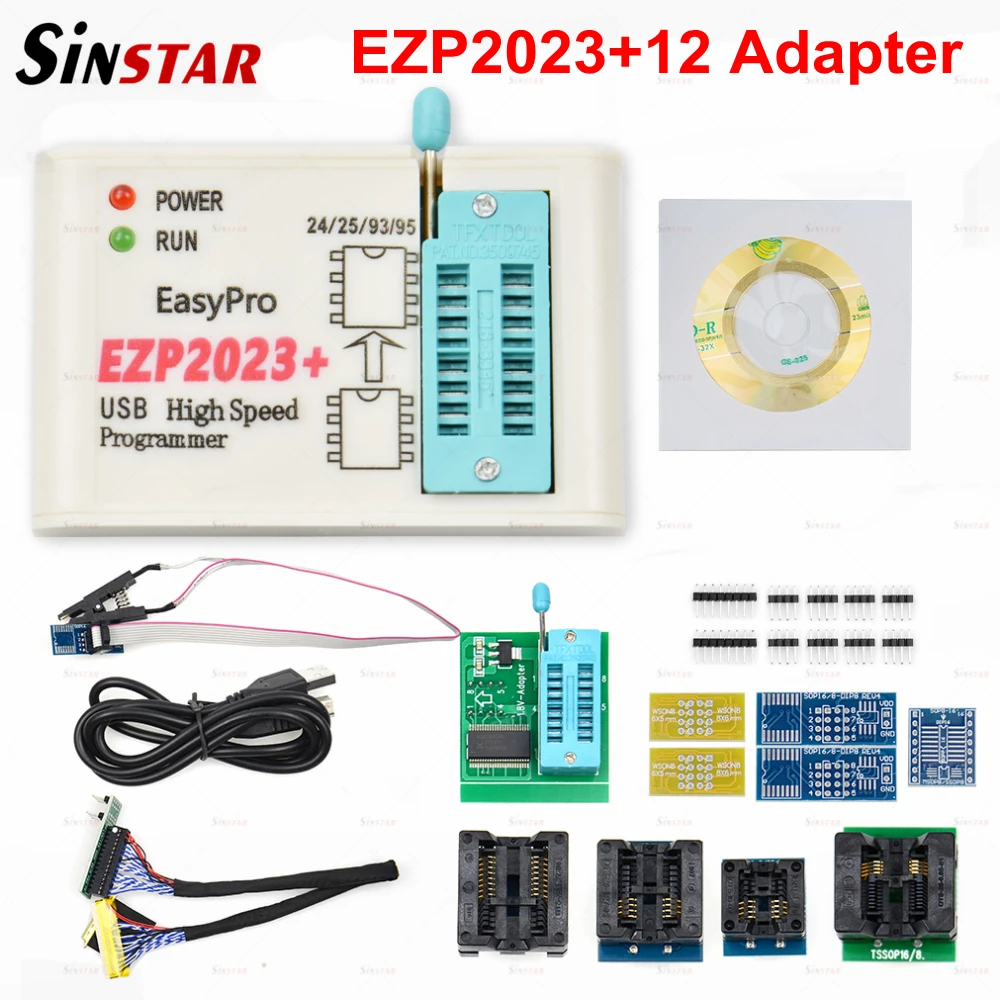 100% Original CH554T EZP2023 BIOS Programmer Surpport 25 FLASH/24 EEPROM/ 25 EEPROM/93 EEPROM/95 EEPROM WITH 12 Adapters