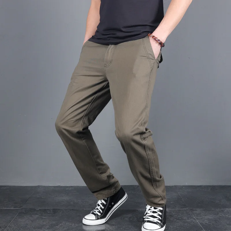 Nam Mới Mùa Xuân, Mùa Thu Chắc Chắn Quần Âu Cotton Mỏng Phù Hợp Với Nơ Kết Hợp Quần Chinos Sành Điệu Thời Trang Quần Dài Nam Pantalon Hombre Plus Kích Thước 3XL 4XL