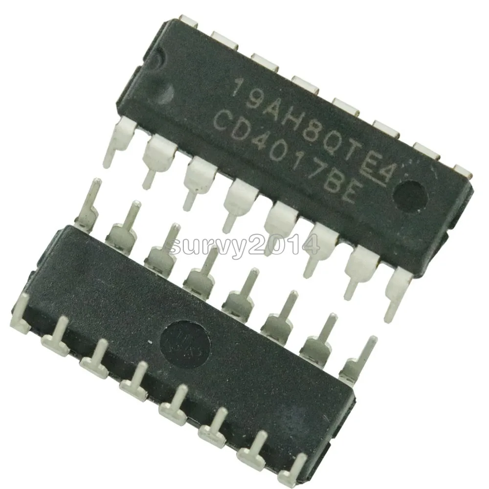 5ชิ้น/ล็อต CD4017 CD4017B CD4017BE 4017 DECADE COUNTER DIVIDER IC ใหม่