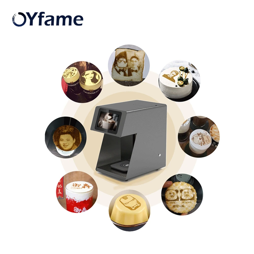 OYfame Automatic Coffee Printer brown color Coffee Printing Machine For Coffee Beer Juice cake Latte printer With Wifi