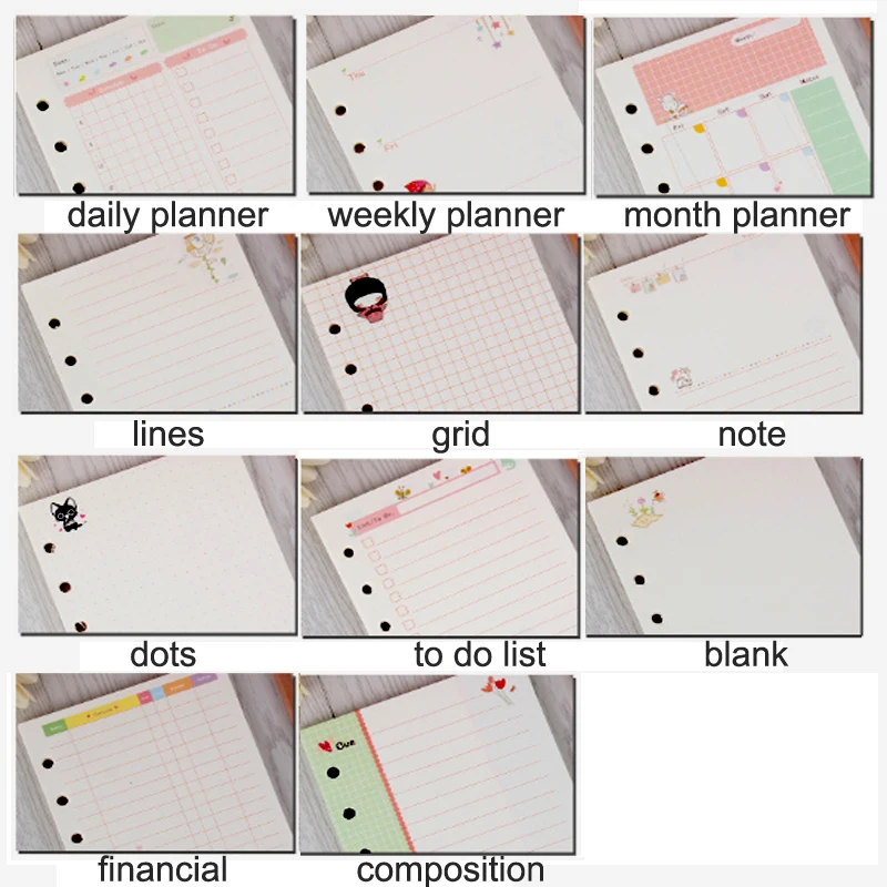 MQQ A6 Daily Planner Weekly Month Planner 2024 Loose Leaf Notebook Refill Paper Dot Grid Notebook White Paper Notebook(2PCS)