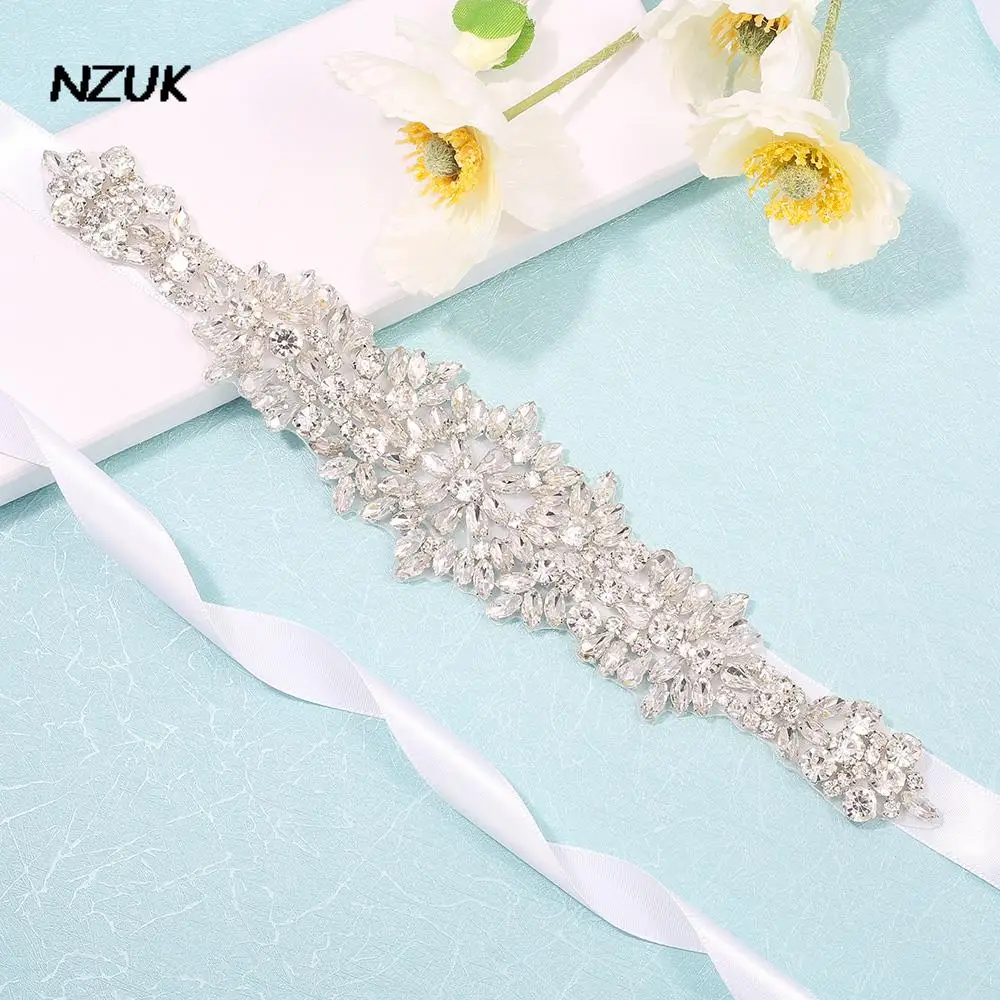 

NZUK Sparkly Bridal Dress Belts Rhinstone Ribbon Belt Thin Crystal Belt Formal Cristal belt for Women Wedding Decorations