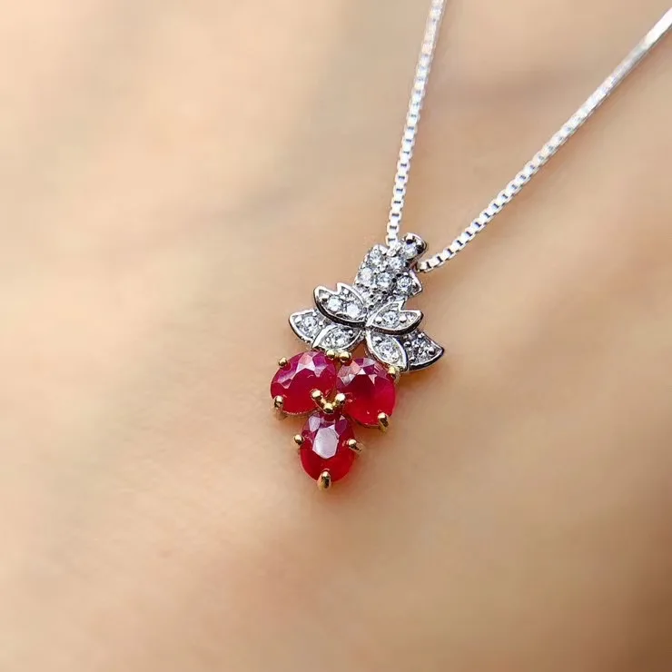 Best Gift Natural and Real Ruby necklace pendant S925 sterling silver Natural real ruby Pendant