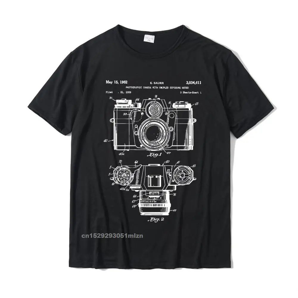 Photography Lover Gift T-Shirt Camera Vintage Patent Print Camisa T Shirts Cheap Tops T Shirt Cotton Men Casual