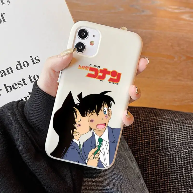 Anime Detective Conan Phone Case for iphone 13 11 Pro Max X XS Max XR Solid Color Soft Cover for iphone 7 8 6 6S Plus Funda