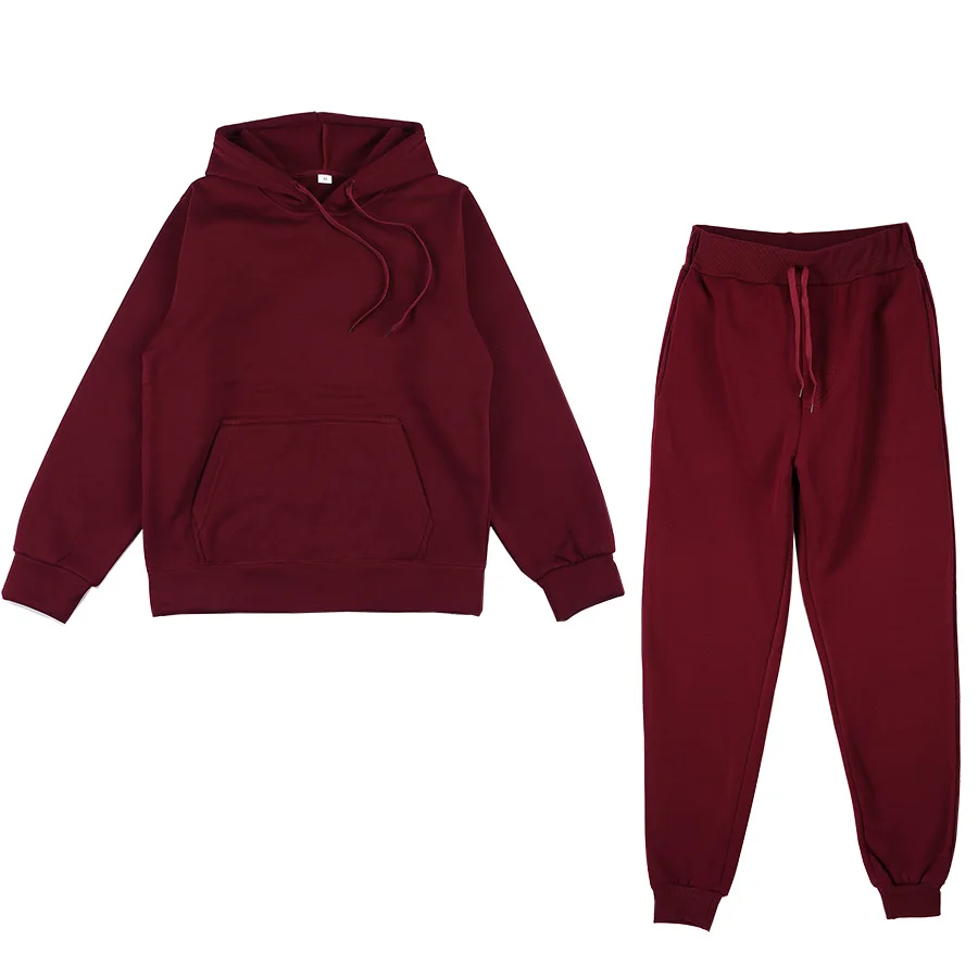 Two Piece Set Casual Fleece Tracksuit Women Winter 2020 Women's Sets Oversized Hooded Long Sleeve Hoodie Sport Pants Lady Suit