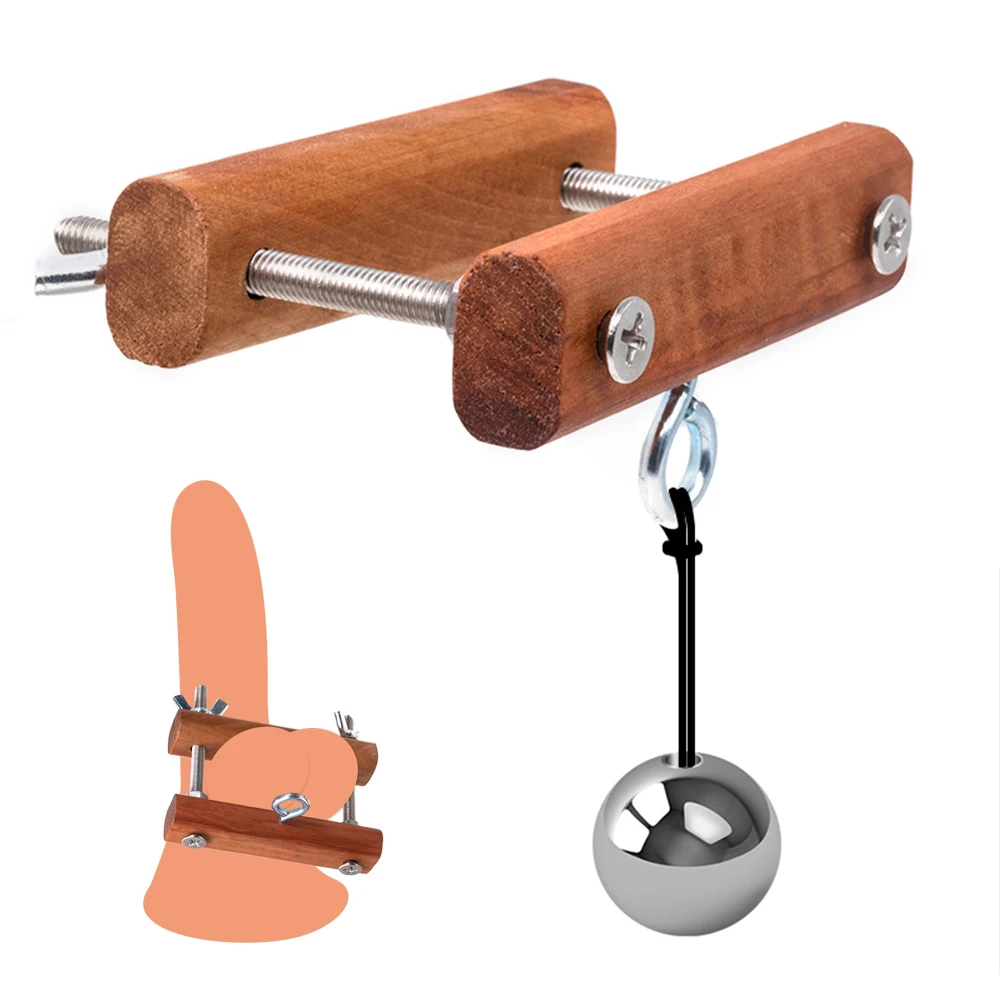 Wooden Testicle Crusher Scrotum Pendant Ball Stretcher Male Penis Training Sex Toys Testicles Stretcher Metal Ball Penis Weight