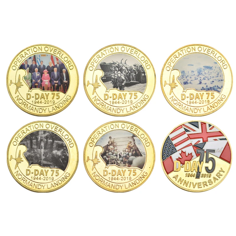 Commemorative Coin 75th Anniversary of the Normandy Landings Gold Planted With Gift Box Gift For Man