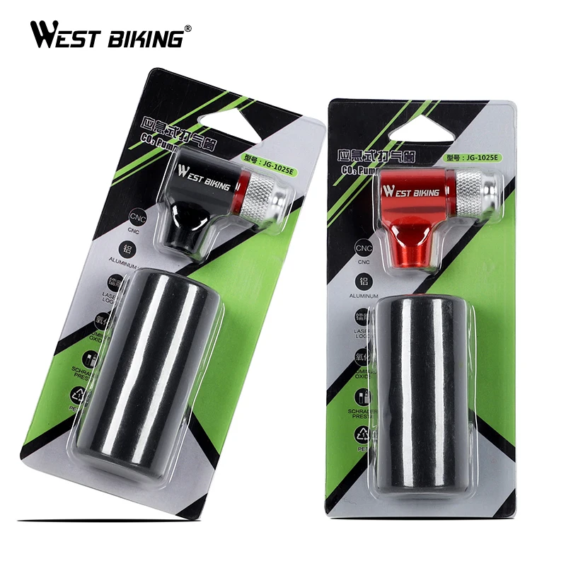 WEST BIKING CO2 Pump For Bicycle Schrader Presta Adapter Bike Pump Inflator Aluminum Tire Tube Mini Hand Pump NO CO2 Cartridge