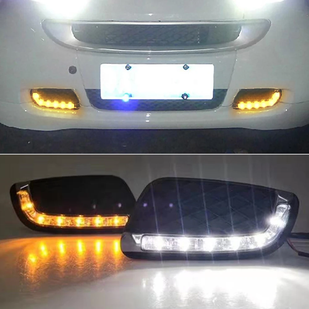 2PCS LED DRL Daytime Running Lights Daylight with turn Signal Fog