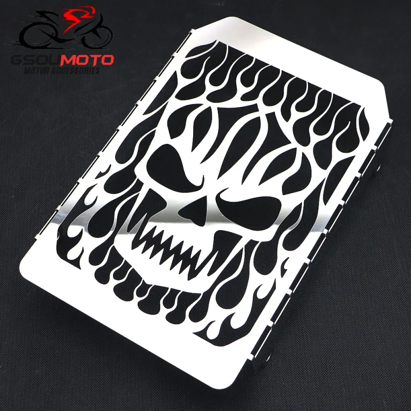 Chrome Motorcycle Skull Flame Radiator Cover Grille Guard For Kawasaki Vulcan VN1500 VN 1500 Nonad Water Cooler Cap Protector