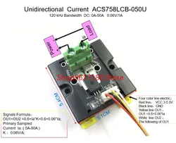 ACS758LCB ACS758 050u Unidirectional DC Current Sensor module ACS758LCB-050U  120 kHz Bandwidth  DC: 0-50A  0.06V/1A