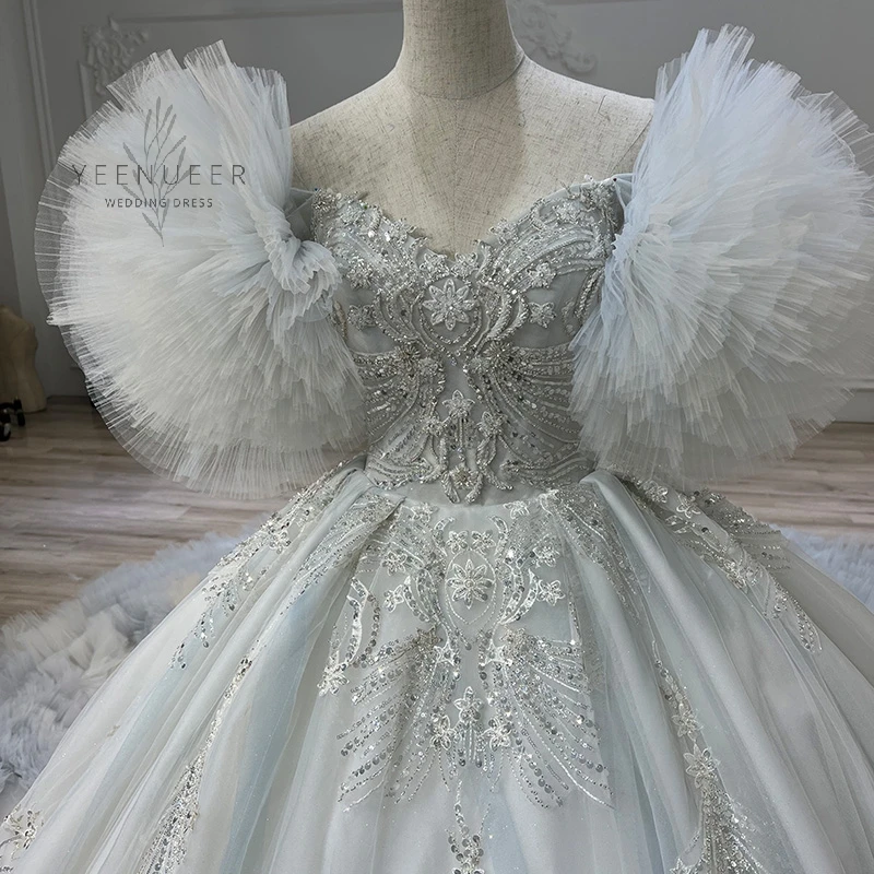 Yeenueer 2021 Elegant Ruffles Garden Wedding Dresses Boho Beach Wedding Dress Plus Size