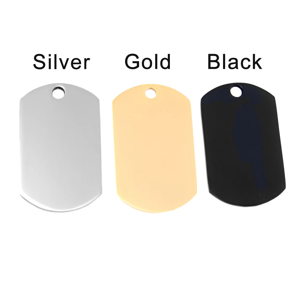 10pcs Stainless Steel Mens Necklace Pendant silver/gold/black color Dog Tags Army Nameplate Mens wholesale Pendant