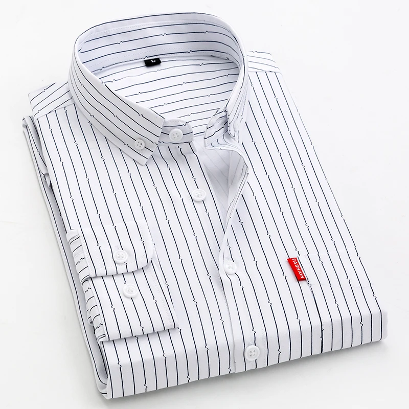 New style Mens Shirts High Quality Striped Business Casual Soft Dress Social Shirts Regular Fit Male Shirt Big Size