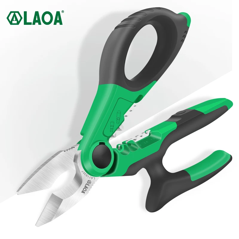 LAOA 6/7/8 inch Electrician Scissors 1.5-4mm² Wire Cutters Stripping Electric Wire 1.5-4mm² Cutting Terminal Crimping Stainless