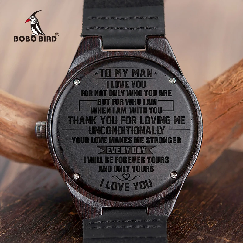 BOBO BIRD Wood Engraving Men Watch Family Personalized Watches Christmas birthday anniversary Present Gift for Men Drop Shipping