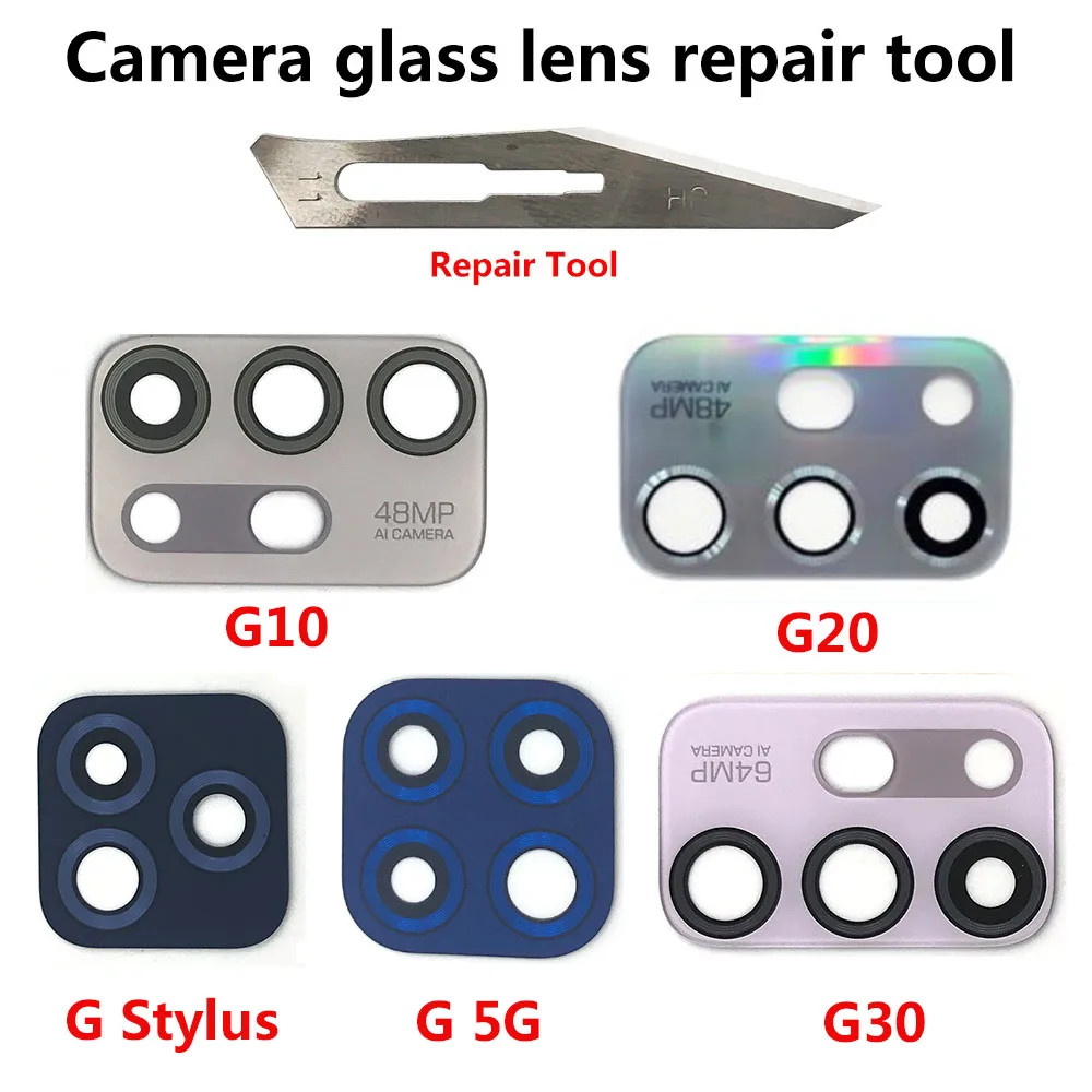 20Pcs，For Motorola G84 5G Rear Back Camera Glass Lens With Glue Sticker Adhesive For Moto G04 G14 G73 G10 G20 G30 G22 G32 G52