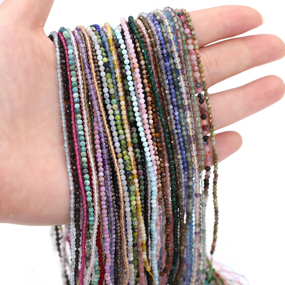 1string Faceted Stone Beads Spinels Stone Round Beads Mixed Color for Jewelry Making DIY Bracelet Necklace Accessories 2-3mm