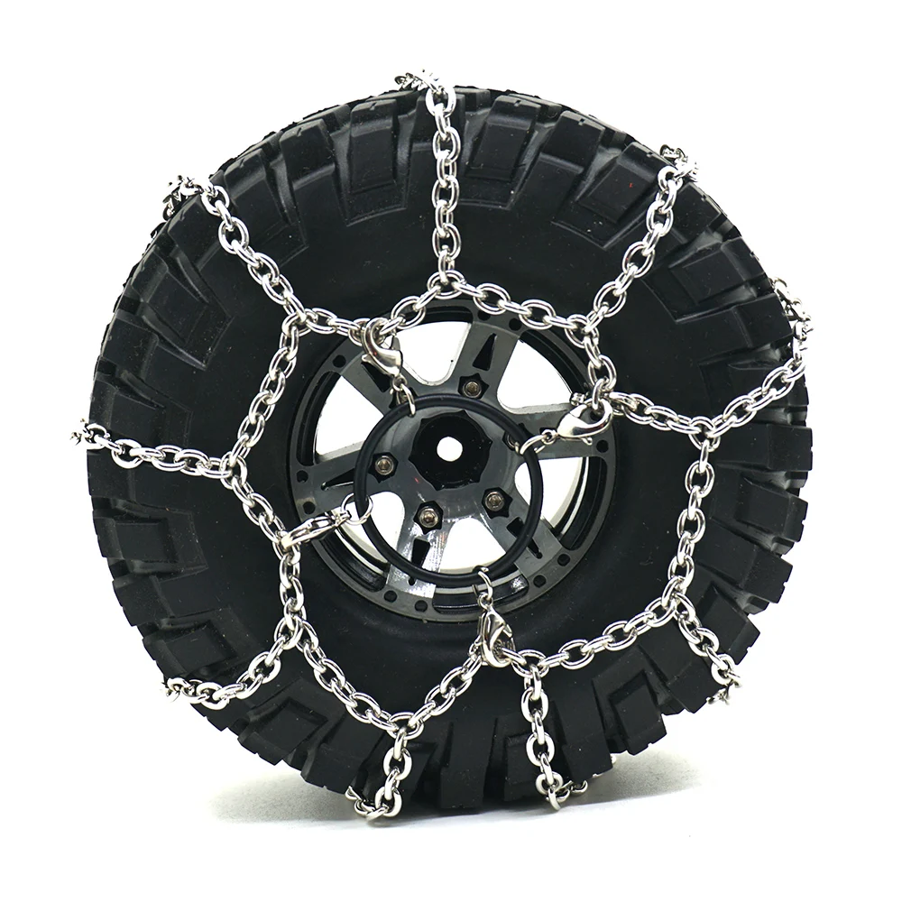 YEAHRUN Metal Anti-Skid Snow Chain for 114mm 1.9inch Wheel Tires for TRX-4 TRX4 Axial SCX10 1/10 RC Crawler Car Truck Model Part