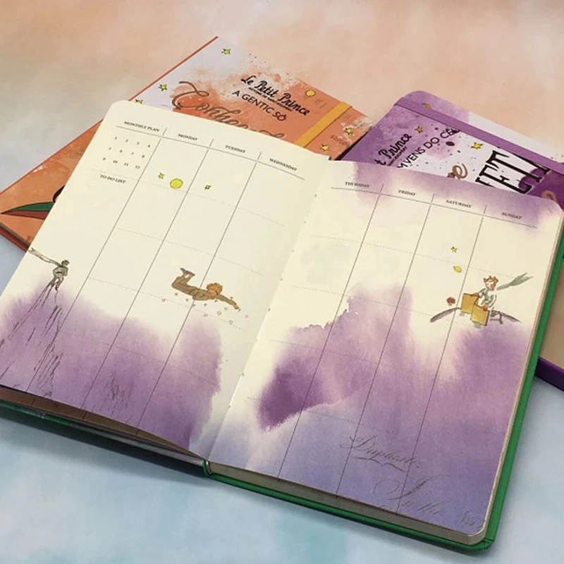 New Little Prince Planner Vintage Hardcover the Diary Notebook with Monthly/Weekly Planner Schedule Journal School Gift