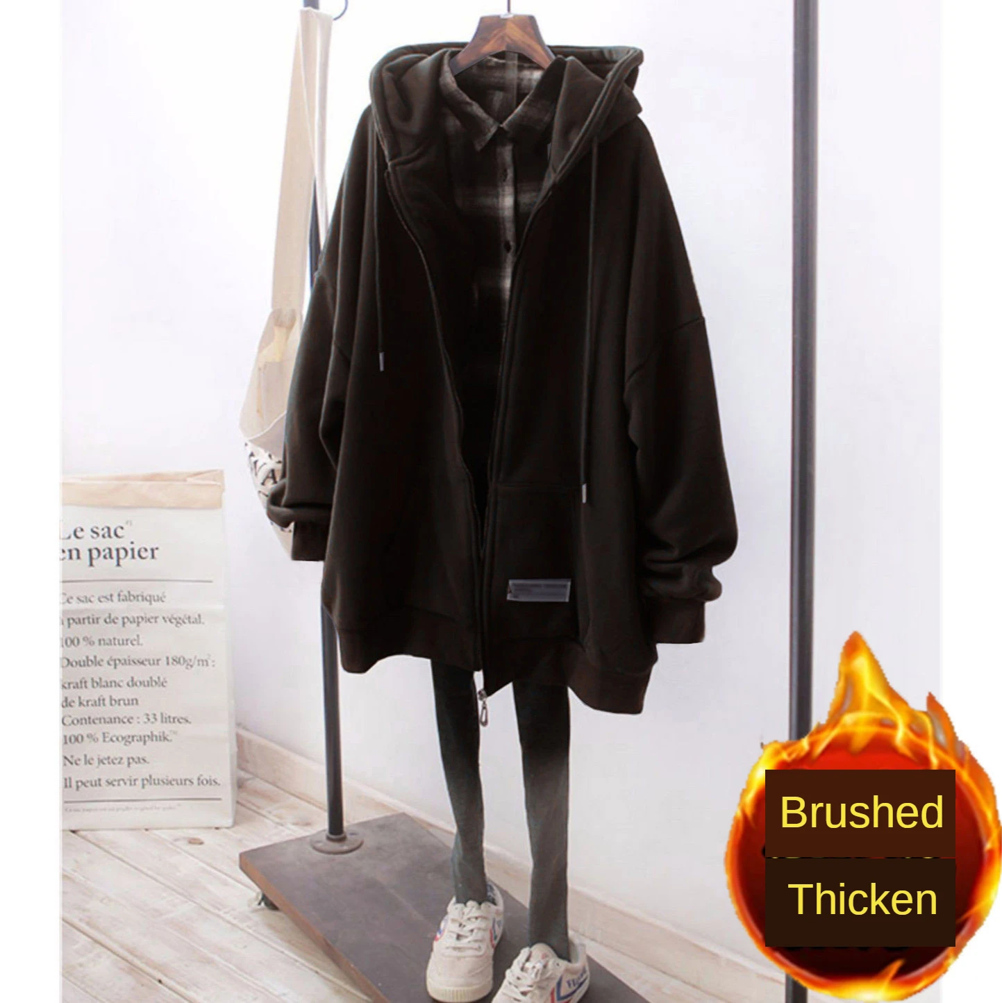 Hoodie Women Autumn Loose Plus Size Hoodies Korean-Style Hooded Brushed Thick Sweater Jacket Winter Fleece Oversized Sweatshirt