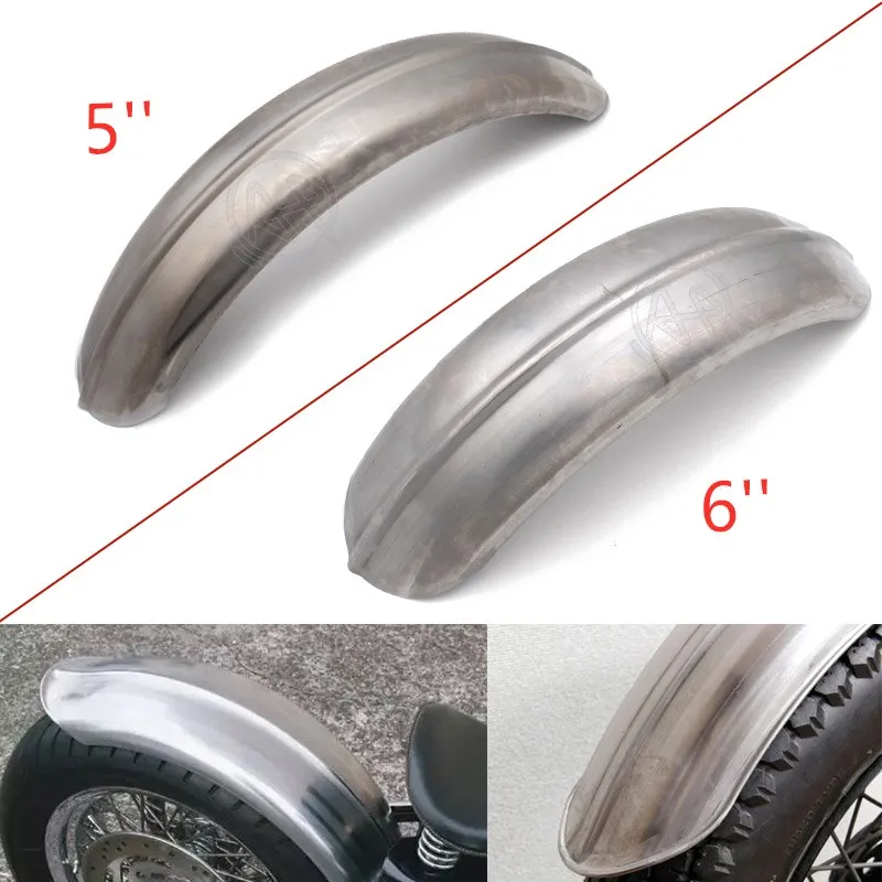 5''/6'' szeroki, surowy stalowy żebrowany błotnik Bobber do Yamaha xs650 Harley sportster Bobber chopper hardtail triumf