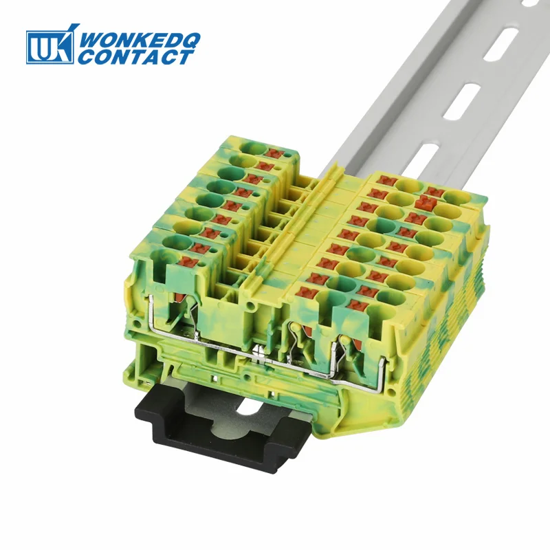 

PT4-TW-PE Ground Terminals 3 Conductor PT 4 Twin Push-in Earth Wire Electrical Connector Din Rail Terminal Block PT-4TW-PE