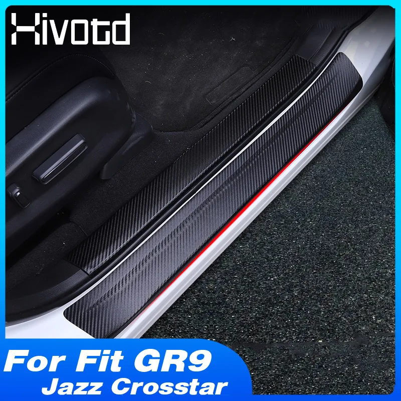 Hivotd 내부 바깥 쪽 문틀 뒷 트렁크 범퍼 커버 트림 스티커 Honda Fit GR9 Jazz Crosstar 2021 용 자동차 용품 스타일링