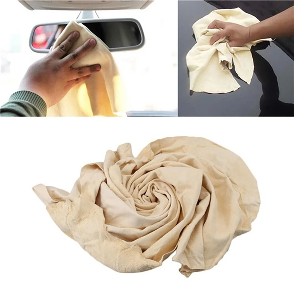 Natural Chamois Leather Car Cleaning Cloth Body Window Washing Towel Cleaning ClothGenuine Leather Wash Suede Absorbent Quick