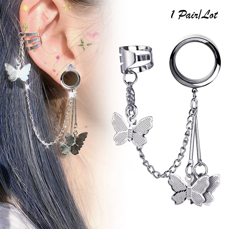 

Earring Ear Tunnels Plugs Ear Cuff Hip-hop Long Chain Ear Bone Clip Cool Girl Party Jewelry Ear Reamer In The Ear Piercing