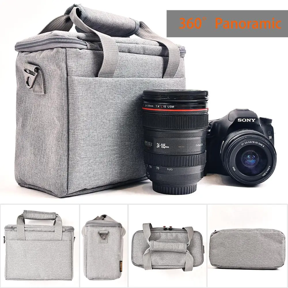 FOSOTO Camera Bag Fashion Shoulder Bag Waterproof Camera Case Photo Bags For Nikon Canon Sony DSLR Camera And Lens