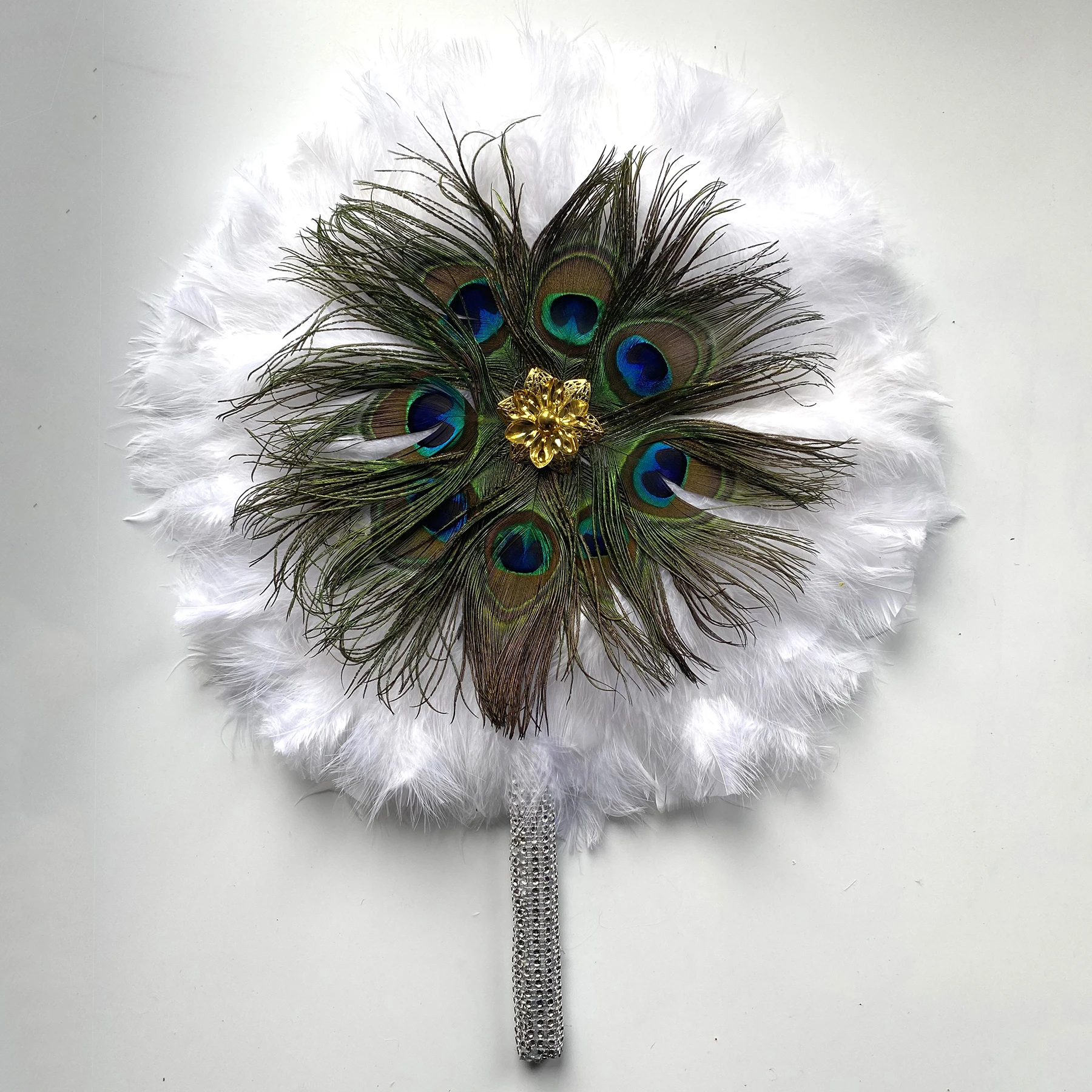 African Feather Hand Fans for Wedding Decoration, Handmade Lace Fans, DIY Dance Fans