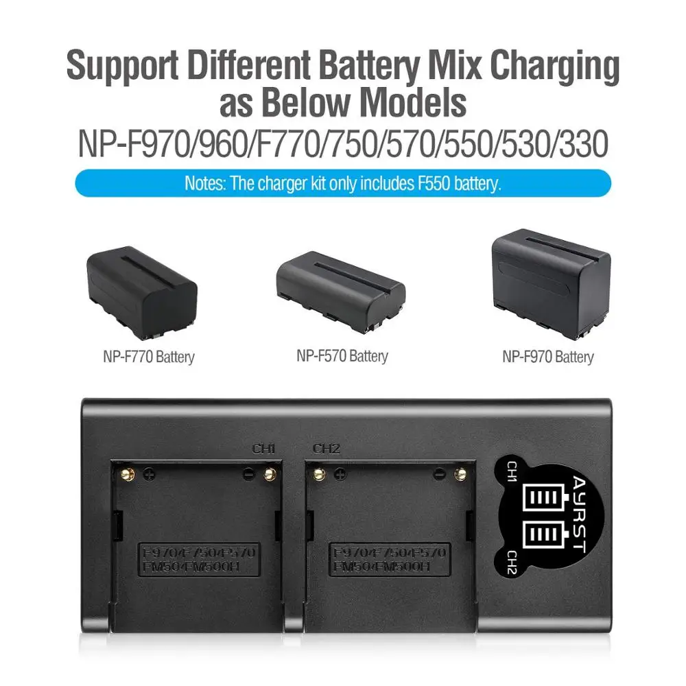 NP-F550 NP F550 NP-F570 batería de cámara + cargador USB Dual para Sony NP-F330 NP-F530 NP-F570 NP-F730 NP-F750 DSC-D700 DSC-D700