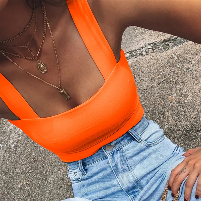 Square Neck Sleeveless Summer Crop Top White Women Black Casual Basic T Shirt Off Shoulder Cami Sexy Backless Tank Top image 5