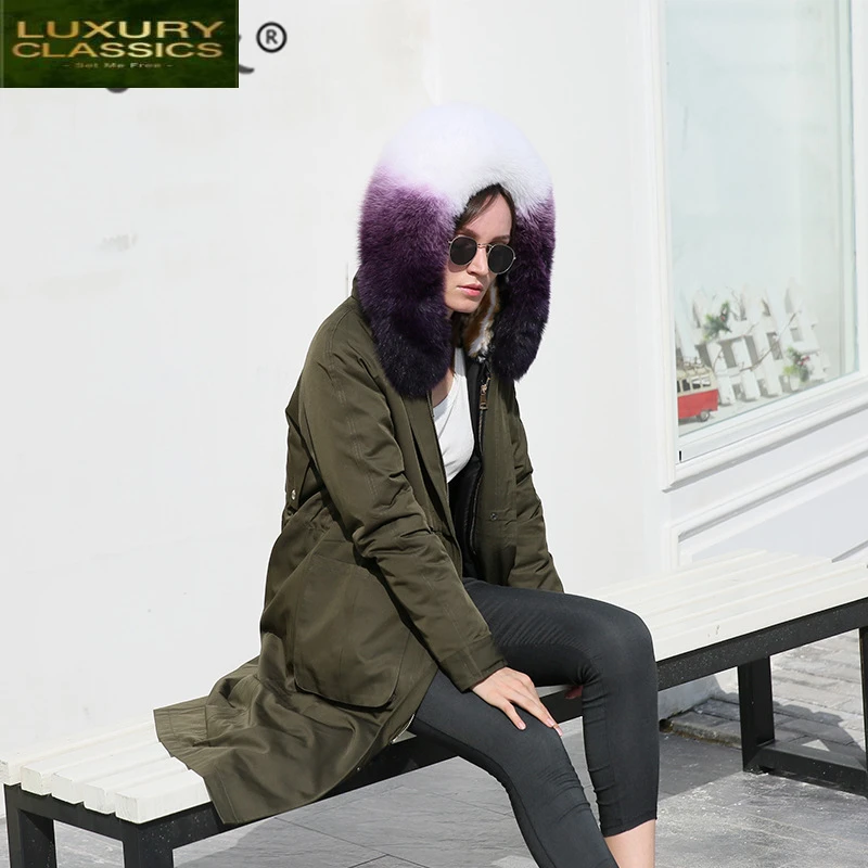 Fur Natural Liner Rabbit Parka Women Clothes 2021 Winter Jacket Women Fox Fur Hooded Korean Long Coat Outwear GDSHLPK005